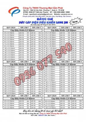 Bảng giá cáp điều khiển Sangjin