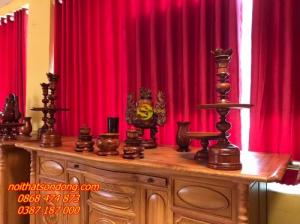 Bộ lư hương gỗ hương chạm 60cm