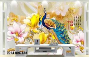 tranh gạch 3d chim công