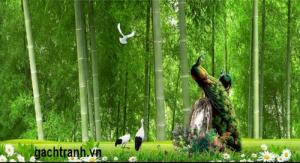 tranh gạch 3d chim công