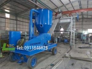 Máy hút nguyên liệu dạng hạt từ container vào kho, cân trọng lượng để đóng bao