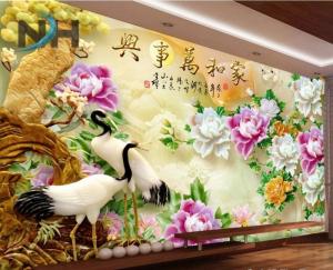tranh phòng khách - tranh đá - tranh gạch 3d