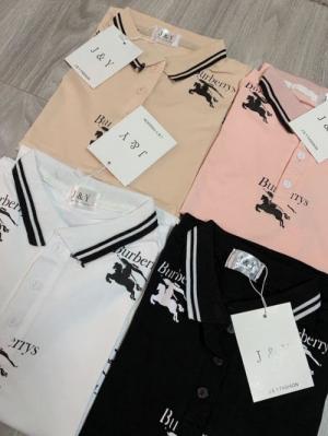 Áo thun nữ có cổ hoạ tiết BBR kiểu Polo thời trang VNXK