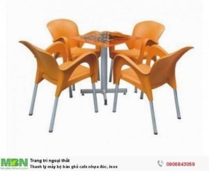 Thanh lý mấy bộ bàn ghế cafe nhựa đúc, inox