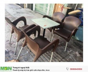 Thanh lý mấy bộ bàn ghế cafe nhựa đúc, inox