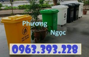 Thùng rác y tế 60L nắp kín, thùng rác y tế 4 bánh xe