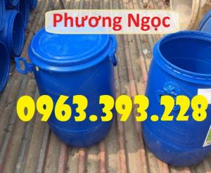 Thùng phuy nhựa nắp mở đã qua sử dụng, thùng phuy có đai sắt