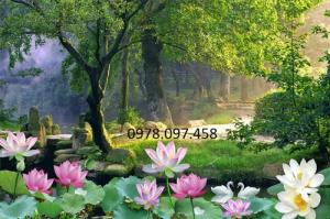 Tranh gạch vườn hoa xuân