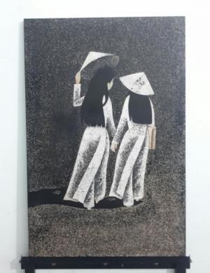 Tranh sơn mài khảm vỏ trứng kích thước 40x60cm