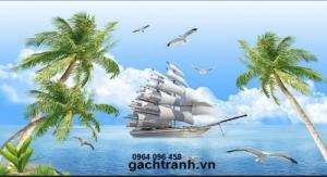 tranh thuyền buồm 3d phòng khách