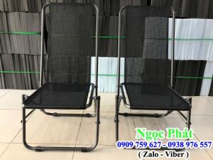 Ghế Xếp Lưng Cao Đen. Ghế Cafe. Ghế Câu Cá. Ghế Sắt Xếp .Nệm Ngồi - Gối Tựa Ngọc Phát.