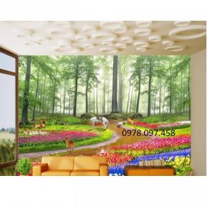 Gạch tranh vườn hoa 3D