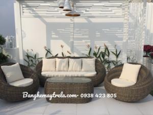 Bàn ghế sofa sò nhựa giả mây ngoài trời