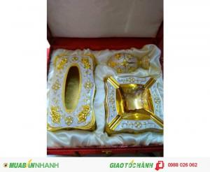 hộp đựng giấy, hộp tăm và gạt tàn 1 bộ( 3 món)