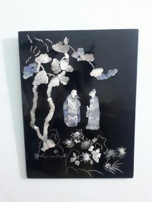 tranh sơn mài cẩn ốc chìm hàng chuẩn xưa kích thước 30x40cm
