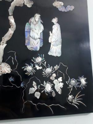 tranh sơn mài cẩn ốc chìm hàng chuẩn xưa kích thước 30x40cm