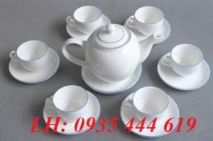 Bộ ấm trà in logo gốm sứ làm quà tặng doanh nghiệp tại Quảng Bình