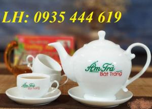 Bộ ấm trà in logo gốm sứ làm quà tặng doanh nghiệp tại Quảng Bình