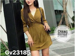 đầm sơ mi phi lụa cột nơ chéo