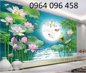 tranh thủy mặc hoa sen 3d