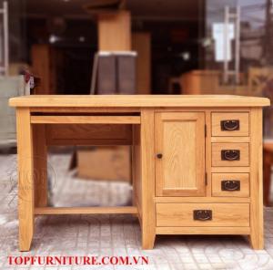 Bàn làm việc gỗ sồi mỹ 3 ngăn kéo có khay bàn phím TOP-SP059
