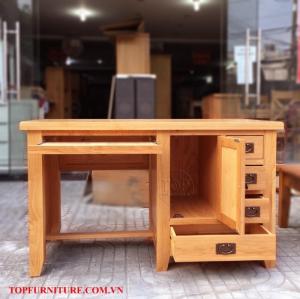 Bàn làm việc gỗ sồi mỹ 3 ngăn kéo có khay bàn phím TOP-SP059
