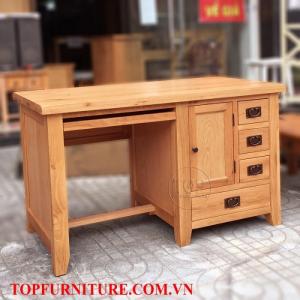 Bàn làm việc gỗ sồi mỹ 3 ngăn kéo có khay bàn phím TOP-SP059