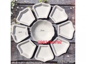 Bộ đĩa hoa mặt trời hàng gốm sứ Bát Tràng