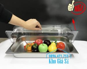 Nắp nhựa hình chữ nhật đậy khay thức ăn buffet giá tốt tại HCM - Nắp nhựa trong suốt mở 1/2 đậy khay đựng thực phẩm tại Bình Thạnh