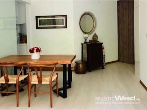 Bàn ăn gỗ me tây nguyên tấm 140×70