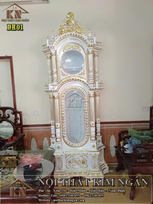 ĐỒNG HỒ CÂY GỖ HƯƠNG SƠN TRẮNG, DÁT VÀNG