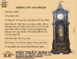 ĐỒNG HỒ CÂY GỖ MUN HOA, VỎ 8 CỘT GỖ