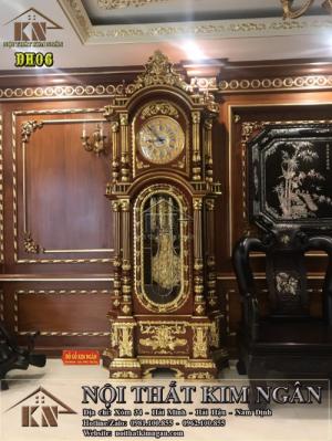 DH06_ĐỒNG HỒ CÂY GỖ HƯƠNG DÁT VÀNG, KIỂU DÁNG CỔ ĐIỂN PHÁP
