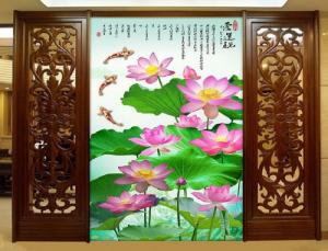 Bộ gạch tranh hoa sen và cá chép