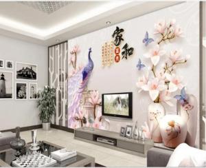 Chim công sắc màu - tranh gạch 3D trang trí phòng