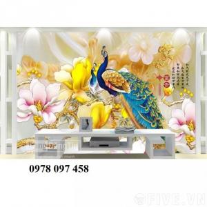 Chim công sắc màu - tranh gạch 3D trang trí phòng