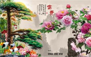 tranh gạch 3d tùng hạc diên niên