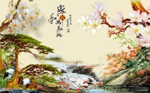 tranh gạch 3d tùng hạc diên niên