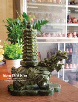 Long Quy cõng Tháp Văn Xương lam ngọc 9 tầng 22cm