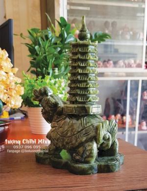 Long Quy cõng Tháp Văn Xương lam ngọc 9 tầng 22cm