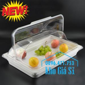 Khay inox, Khay melamine chữ nhật có nắp đậy bằng nhựa trong suốt kiểu vòm giá tốt tại HCM