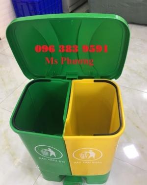 Thùng rác 2 ngăn đạp chân