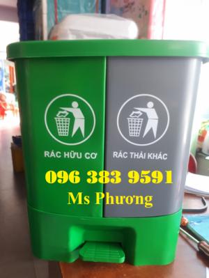 Thùng rác 2 ngăn đạp chân