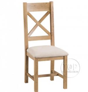 Ghế ăn gỗ sồi 2 nan chéo mặt nệm vải TOP-1633