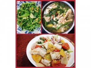 Combo : Mực xào , Cơm trắng, Canh chua, Cải ngọt xào