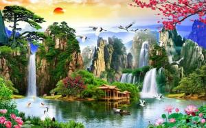 gạch tranh 3d phòng khách khổ lớn