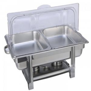 Nồi hâm buffet inox chữ nhật nắp PC 2 ngăn giá rẻ BF8811L63-2