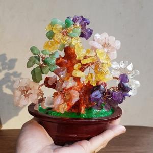 Cây Tài Lộc đá thạch anh size 16cm - đa sắc thu hút tài lộc