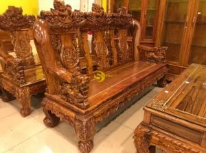 Bộ Bàn Ghế Chạm Kỳ Lân Gỗ Cẩm Lai Cẩn Ốc Tay 16
