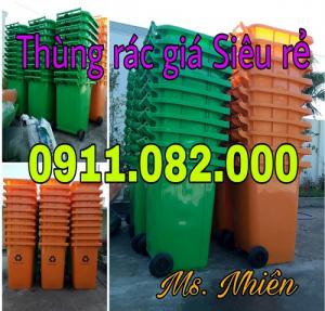 Phân phối thùng rác 240 lít giá rẻ quận 2 quận 3 quận 4- thùng rác nhựa nắp kín- lh 0911.082.000